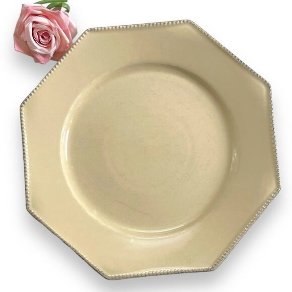 Costa Nova Fine Stoneware Pearl Cream Octagonal Beaded Rim 11” Dinner Plates (2) - Picture 5 of 14